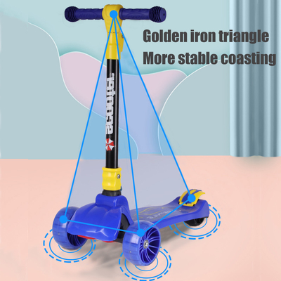 Children'S Flashing Foldable 3 Wheel Scooter With Adjustable Handlebar